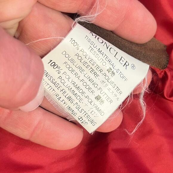 Vintage Moncler Long Down Puffer Jacket Coat Womens Size 2 Quilted Red Insulated - Picture 7 of 11